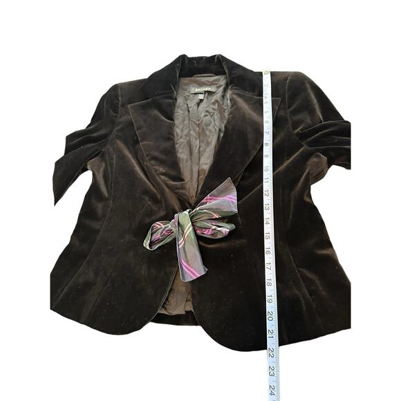 Escada Black Velvet Cotton Blend Tie Front Blazer Size 42 - Picture 11 of 11
